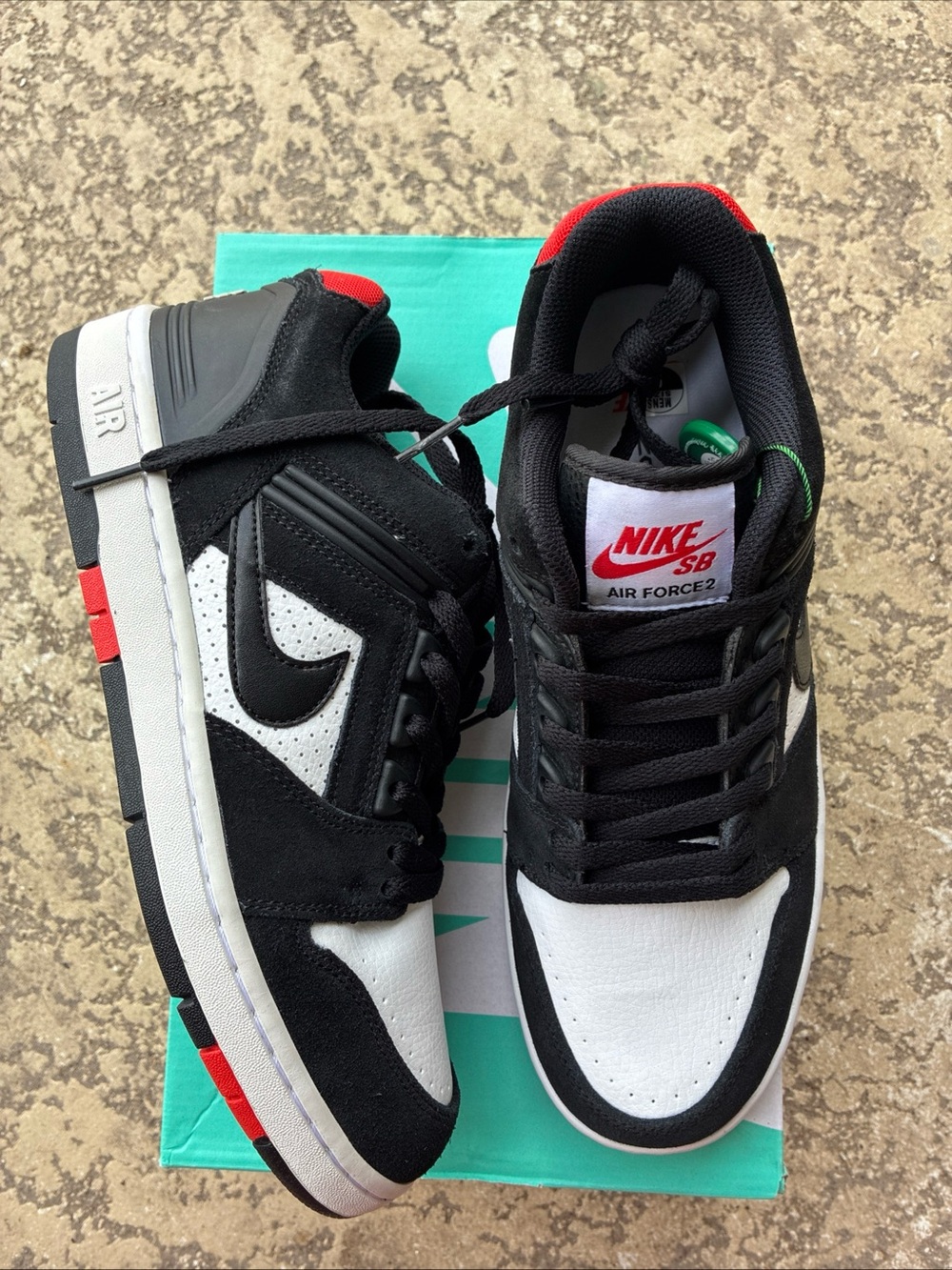Brand New Nike SB Air Force 2 Low Habanero Red - Black & White Men's Skate Shoes